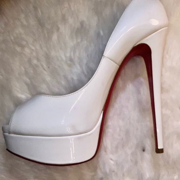 Christian Louboutin Lady peep 150 calf rare white size E38 US7.5 EUC - Picture 6 of 11